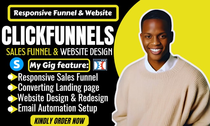 Gig Preview - Build clickfunnels sales funnnel systeme io landing page wix website design