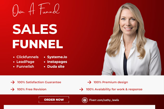 Gig Preview - Design clickfunnels sales funnel, systeme io, duda website, leadpages, funnelish