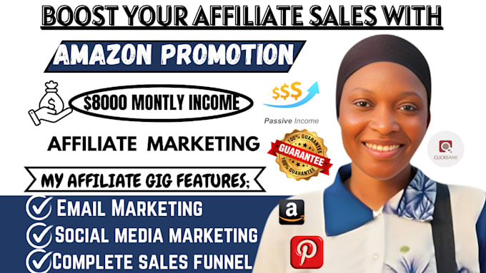 Gig Preview - Promote clickbank affiliate marketing, amazon affiliate link promotion