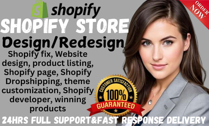 Gig Preview - Design shopify store ,website design and redesign, setup dropshipping store