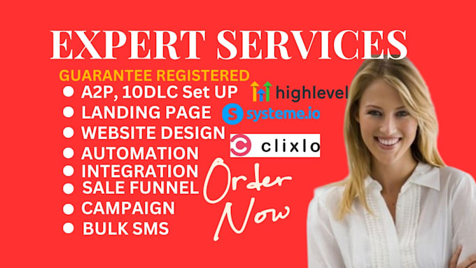 Gig Preview - Do a2p 10dlc  twilio , clixlo website, gohighlevel, systeme io, sales funnel