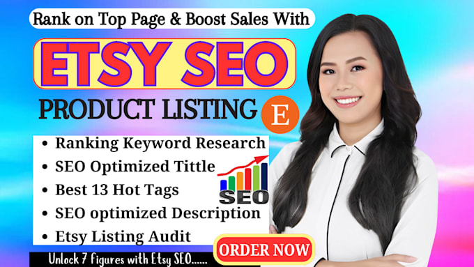 Gig Preview - Do etsy SEO listing to rank etsy listing on top page, etsy product listing rank