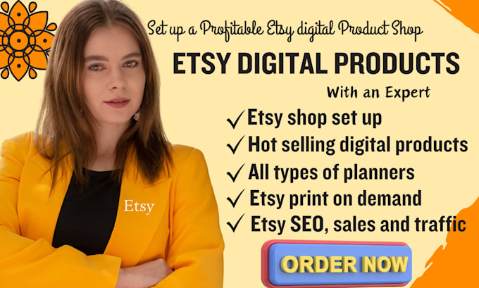 Gig Preview - Setup etsy shop with etsy digital products etsy digital planner etsy SEO