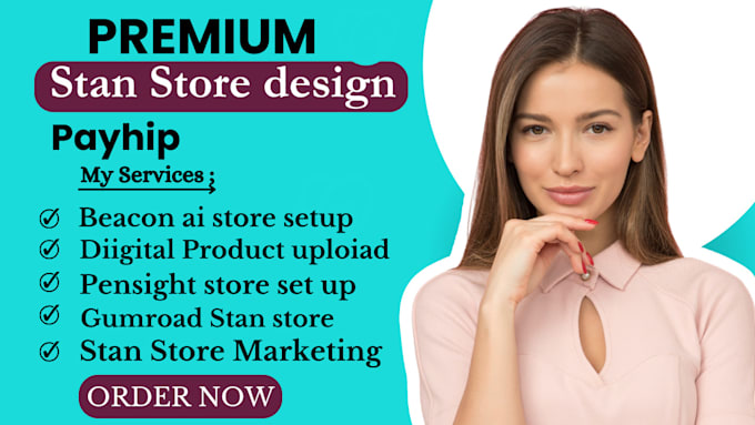 Gig Preview - Stan store, shopify store design tiktok shop shopify marketing, payhip beacon ai