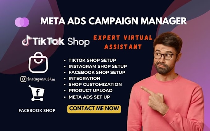 Gig Preview - Be tiktok shop virtual assistant meta ads campaign manager instagram shop