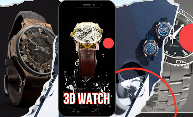 Gig Preview - 3d realistic watch animation, 3d watch cgi, watch 3d product modeling rendering