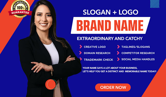 Gig Preview - Create 10 unique business names and slogan, brand names, product names and logo