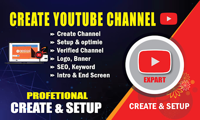 Gig Preview - Do youtube channel with logo design, channel art, SEO, intro