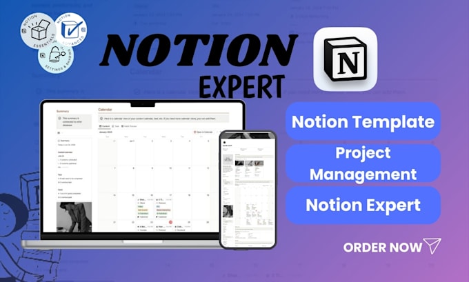 Gig Preview - Be your notion expert for notion template and notion project management setup