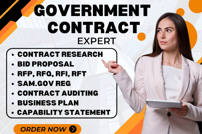 Gig Preview - Find and win government contract, bid proposal, rfp, rfi, rfq, rft, llc