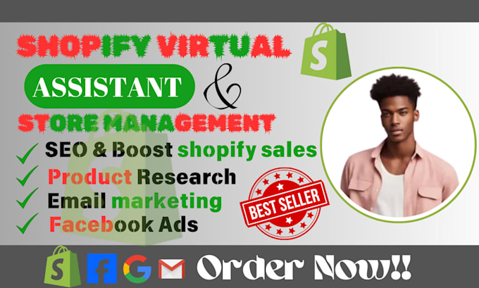 Gig Preview - Do shopify store virtual assistant shopify marketing boost shopify sales shopify