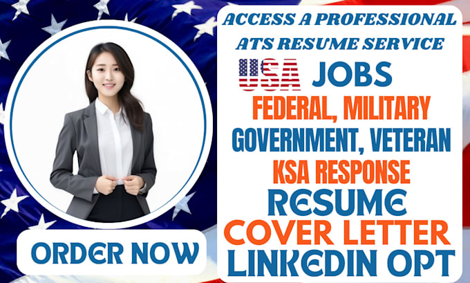 Gig Preview - Deliver ats federal resume writing service, ksa, ecqs, mtqs, ptqs for usajobs