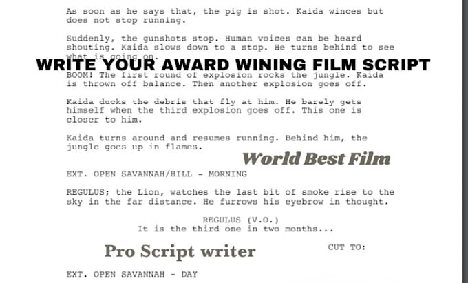 Gig Preview - Ghostwrite your screenplay, movie scriptwriter, tv series, feature film script