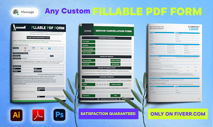 Gig Preview - Fillable PDF form design, create or develop your questionnaire, intake form