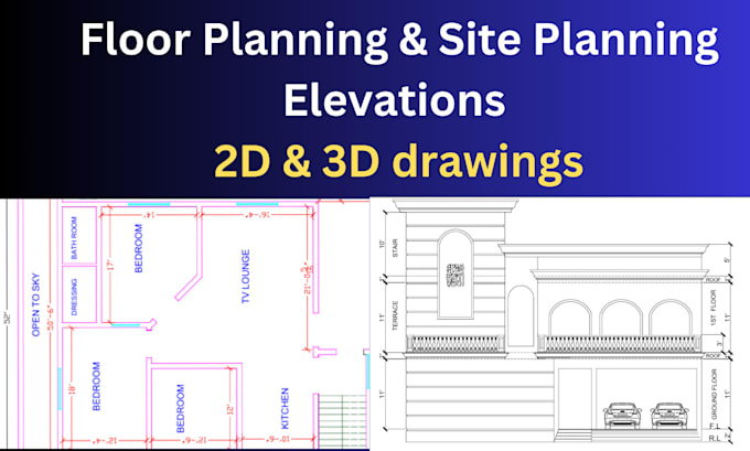 Gig Preview - Do house plans, 2d floor plans, elevations and convert pdf to autocad, cad, dwg