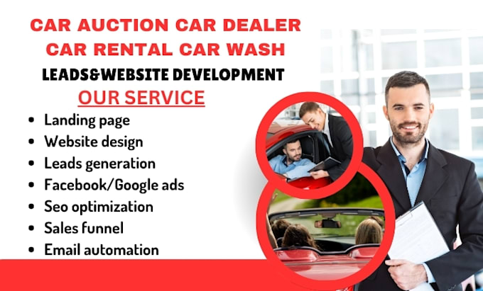 Gig Preview - Design car auction website car wash website car rental leads car dealer website