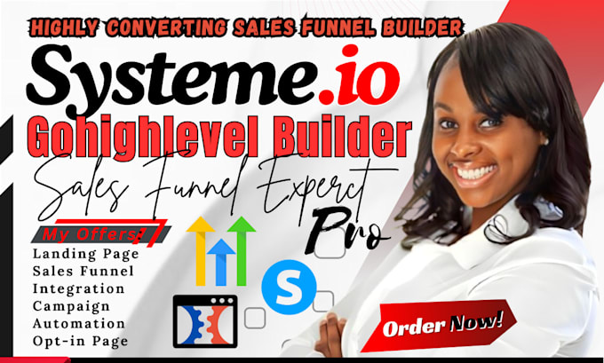 Gig Preview - Do systeme io sales funnel, clickfunnels design, gohighlevel landing page