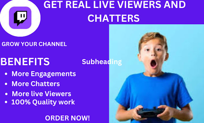 Gig Preview - Boost your twitch channel to have more live views and chatters