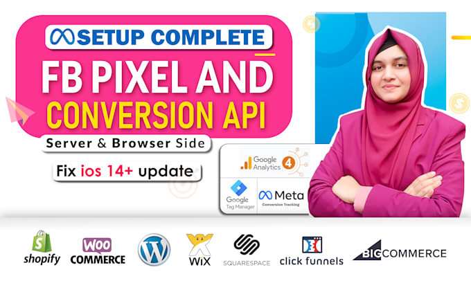 Gig Preview - Do facebook pixel capi server side fb ads conversion API tracking on ga4 GTM