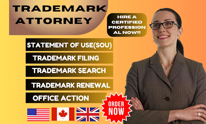 Gig Preview - Be your trademark registration expert attorney at uspto in the USA and UK