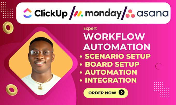 Gig Preview - Setup monday automation crm clickup asana trello project management dashboards