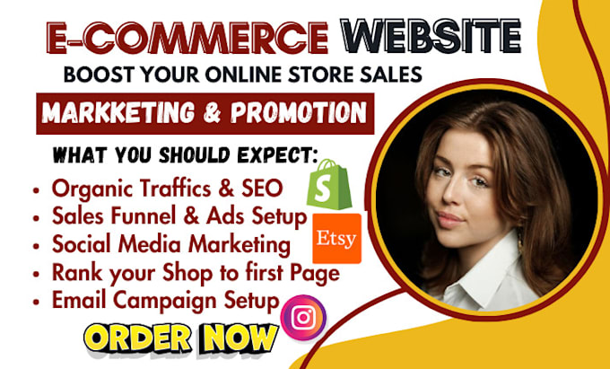 Gig Preview - Ecommerce shopify sales funnel marketing 7 figures sales etsy and ebay promotion