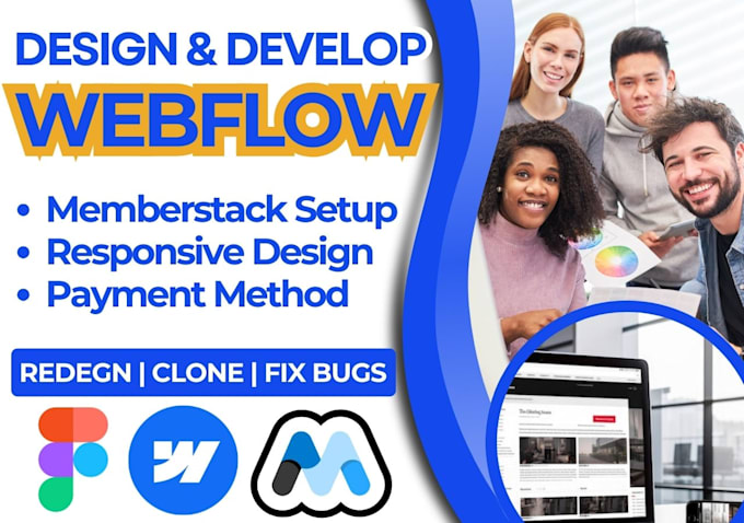 Gig Preview - Develop webflow website membership website memberstack figma to webflow website