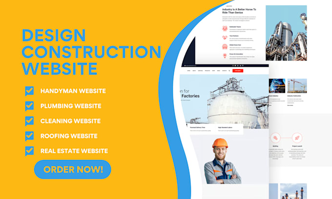 Gig Preview - Design construction website, construction handyman plumbing roofing hvac website