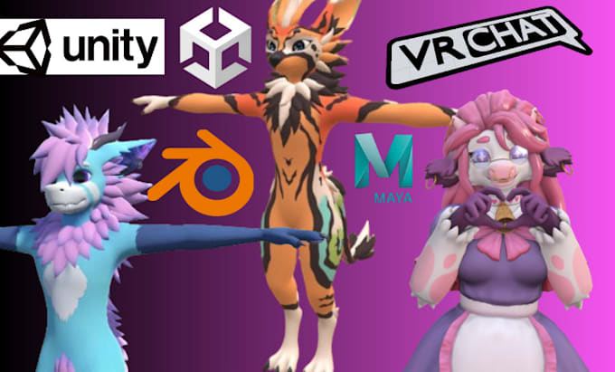 Gig Preview - Edit vrchat avatar, vrchat face rig,vrchat animation, unity vr sdk, vtuber,furry