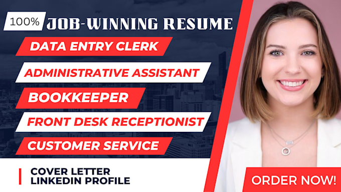 Gig Preview - Do professional resume for admin assistant, bookkeeper, office admins, team lead