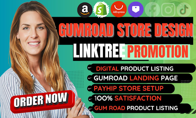 Gig Preview - Do gumroad product listing linktree marketing digital product uploading