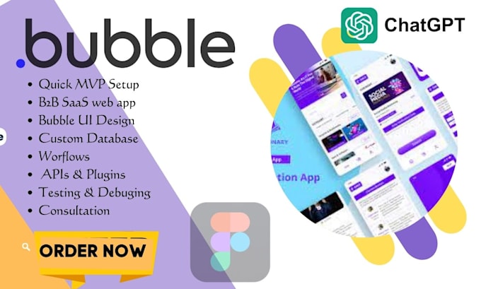 Gig Preview - Bubble io developer ai saas bubble mvp chatgpt bubble CRM app openai chatbot