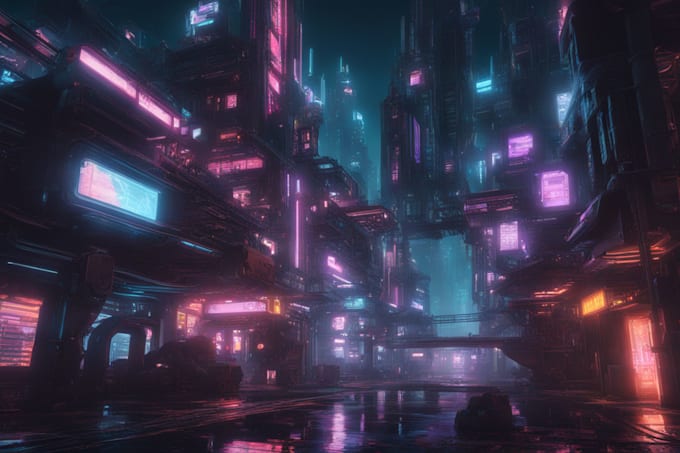 Gig Preview - Draw cyberpunk scifi futuristic city