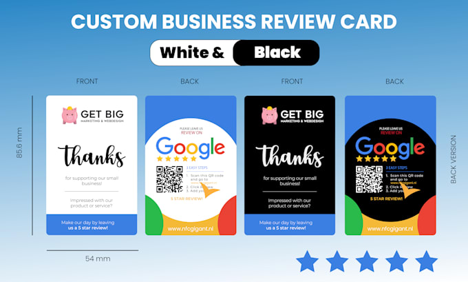 Gig Preview - Design custom business review request cards with qr codes