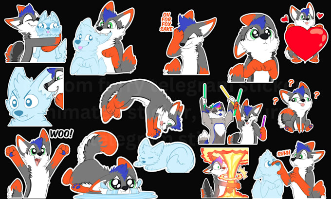 Gig Preview - Draw telegram stickers, furry telegram sticker, furry sticker, crypto stickers