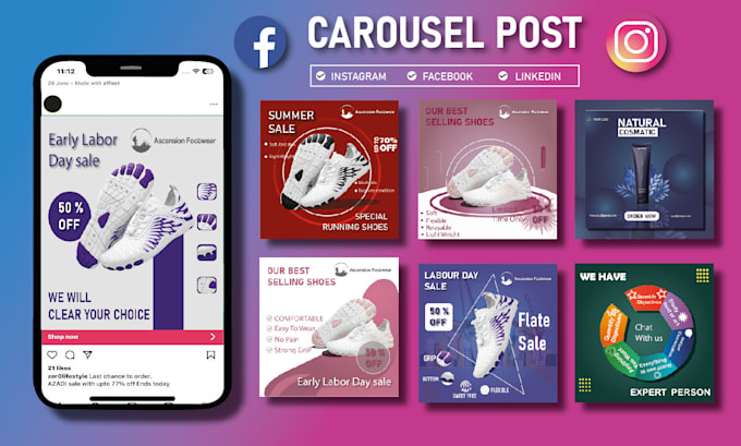 Gig Preview - Design attractive social media carousel posts, designs