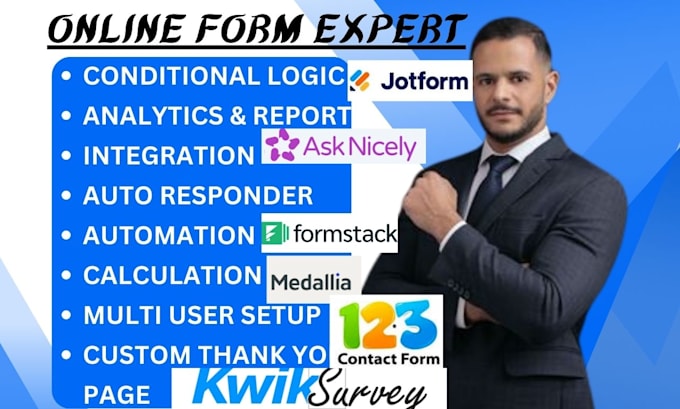 Gig Preview - Setup jotform formstack 123contactform kwiksurveys formbricks medallia asknicely