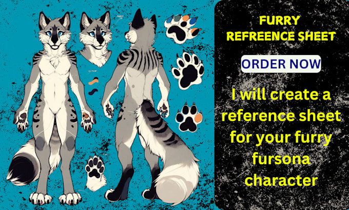 Gig Preview - Create a reference sheet for your furry fursona character, reference sheet