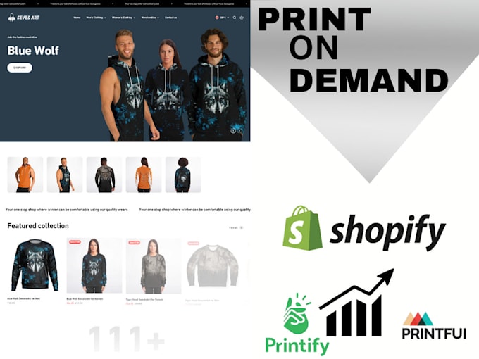 Gig Preview - Print on demand store, printful, printify, shopify redesign, shopify design SEO