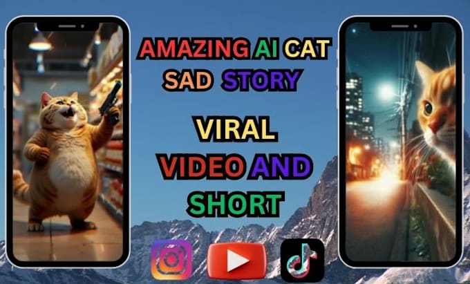 Gig Preview - Create you 1k ai sad cat stories for your youtube  shorts and reals