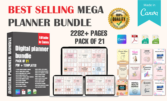 Gig Preview - Send best selling planner and journal bundle 2282 pages