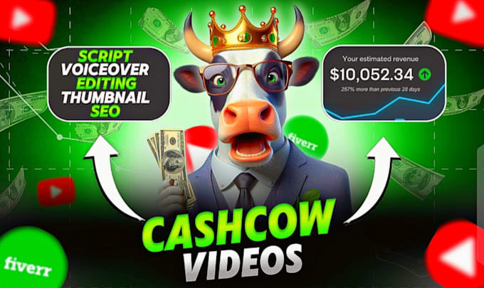 Gig Preview - Edit cash cow videos and setup your faceless youtube automation channel