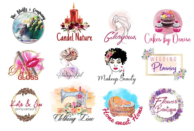 Gig Preview - Do a beautiful logo in watercolor or other handmade styles