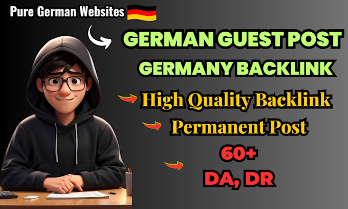 Gig Preview - Do SEO link building with high da german guest post backlinks