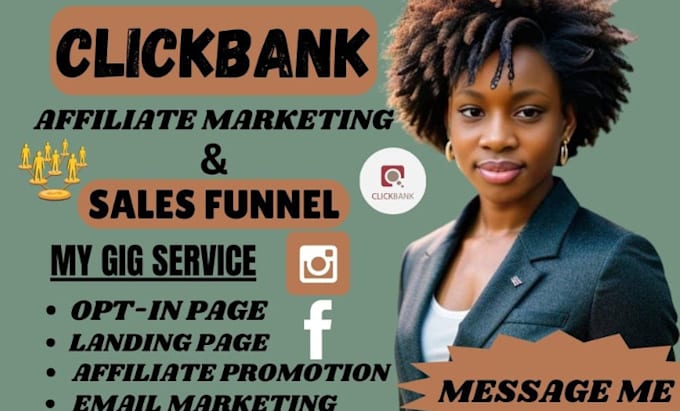 Gig Preview - Manage clickbank affiliate marketing sales funnel, website link promotion