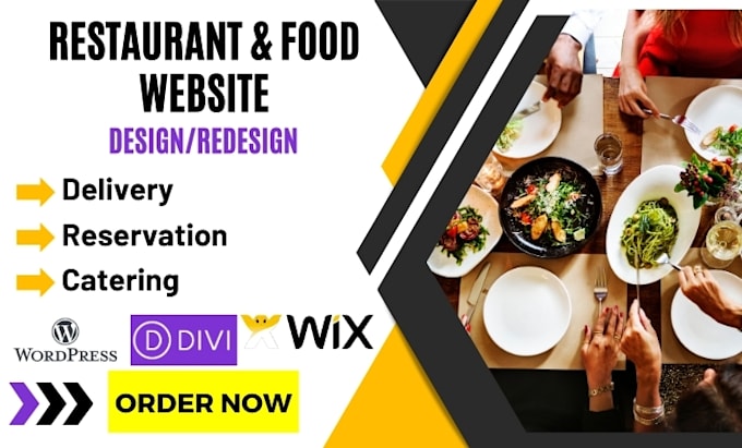 Gig Preview - Restaurant website food delivery reservation website design wordpress divi wix