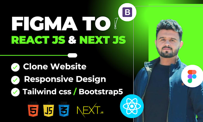 Bestseller - design responsive web html css figma to react js next js tailwind CSS  bootstrap