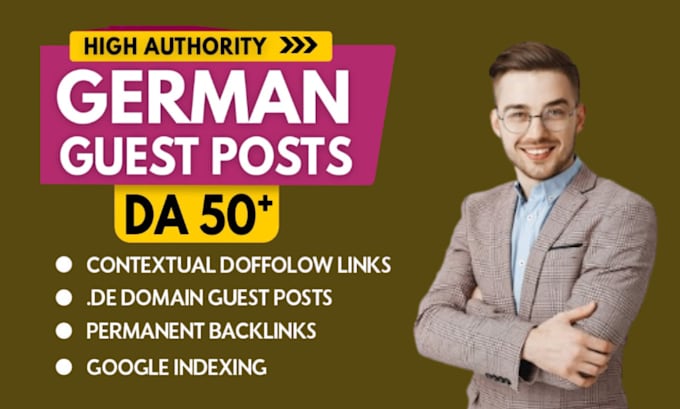 Gig Preview - Do SEO backlinks through german guest posts high da german link building