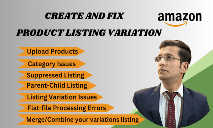 Gig Preview - Create amazon product listing variation or fix listing error