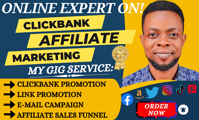 Gig Preview - Promote clickbank affiliate link promotion, amazon website and sales funnel